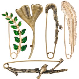 5 Pcs Decorative Safety Pins Big Safety Pins Heavy Duty Clothing Accessories Extra Large Bronze Clips for Clothing Giant Retro Hat Pin Sweater Lapel Clips Shawl Pin Vintage Brooch for Women