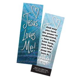 Children's Christian Bookmark - Jesus Loves Me | Ephesians 3:18 | Pack of 25