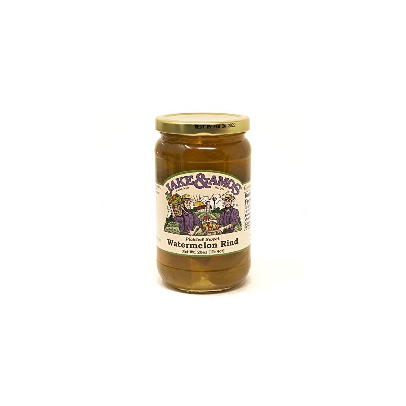 Jake & Amos Pickled Sweet Watermelon Rind- 2/20 oz. Jars