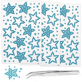 3 Sheers Blue Star Rhinestone Sticker Acrylic Star Gems Stickers Self Adhesive Face Jewels Stick On Face Eye Nail Body Crystal Pearls Jewels Face Sticker Decorative Stickers for Independence Day