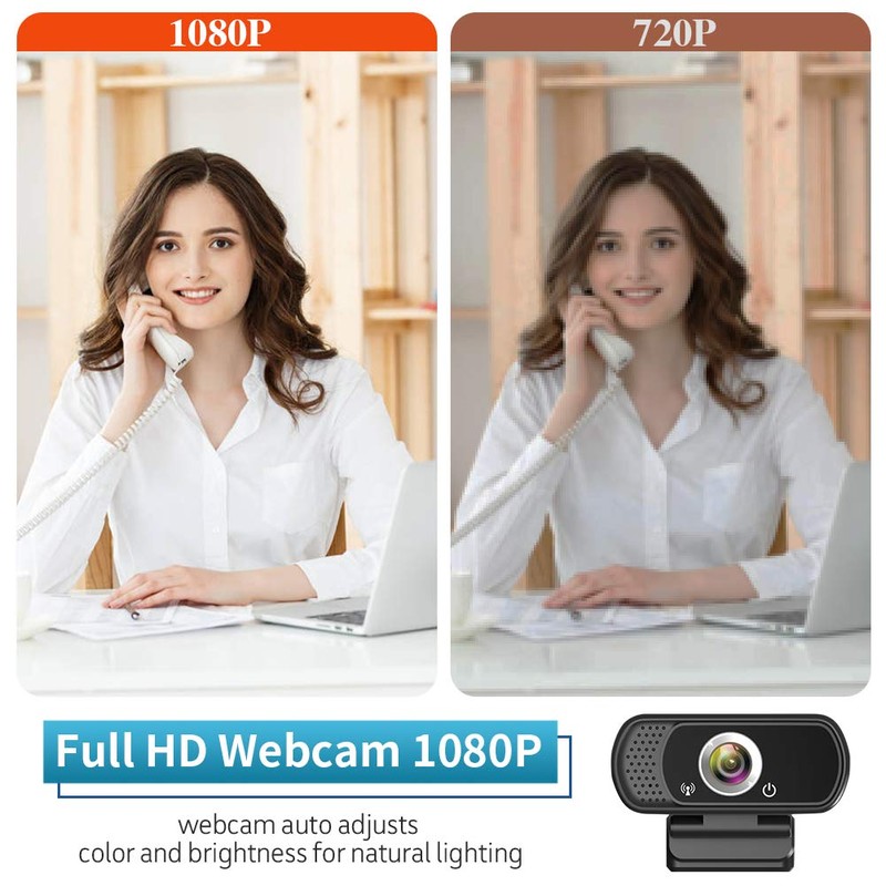 Webcam HD 1080P,Webcam with Microphone, USB Desktop Laptop Camera with