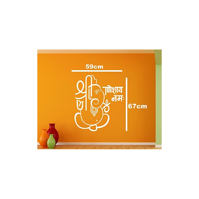 Lord Ganesha White Large Wall Sticker Size(59 67) cm