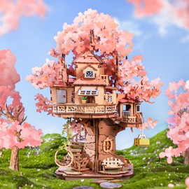 Rolife 3D Puzzles for Adults, Cherry Blossom Bonsai Tree Plants, Japanese Sakura Tree House Flowers Building Set for Adults for Table Toys & Home Decor, Creative Birthday Gift for Girls&Boys (535 PCS)