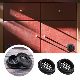 VGOL 12PCS Round Ventilation Grilles 35mm Stainless Steel Air Vent Louver Hole Soffit Mesh Vents Rust-Proof for Kitchen Bathroom Cabinet Wardrobe Matte Black