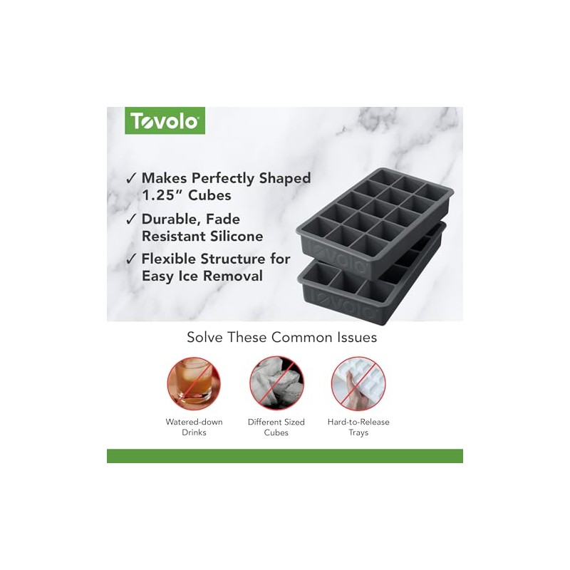 Tovolo Perfect Cube - Juego de 2 charolas para hielo,