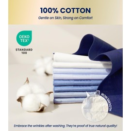 Selected Hanky 100% Pure Cotton Handkerchief with Stiching Assorted Color for Father's Day Gift