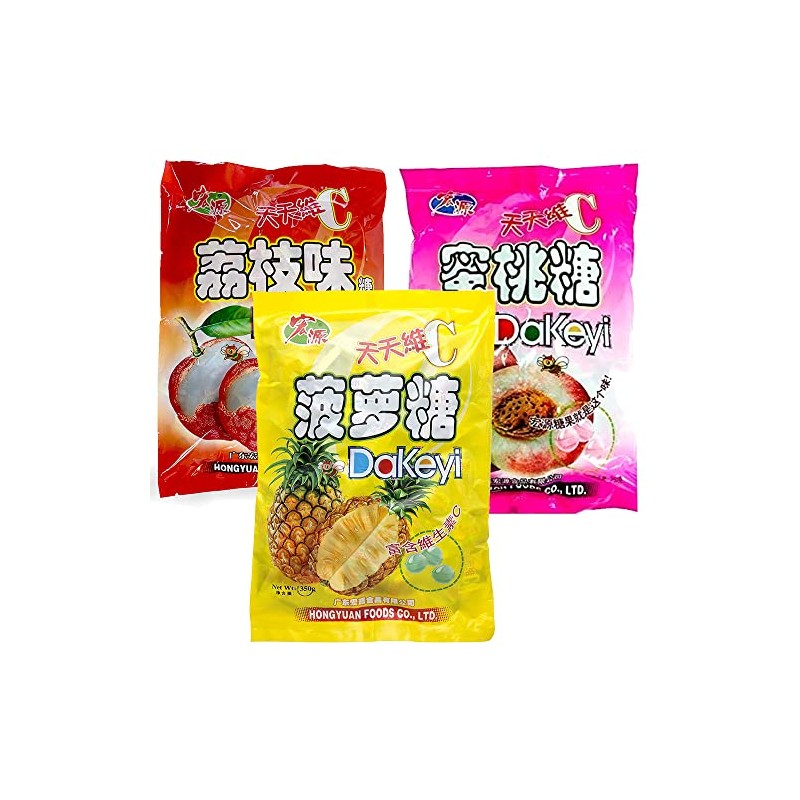 Hong Yuan Lychee,Pineapple,Peach,Classic Hard Candy