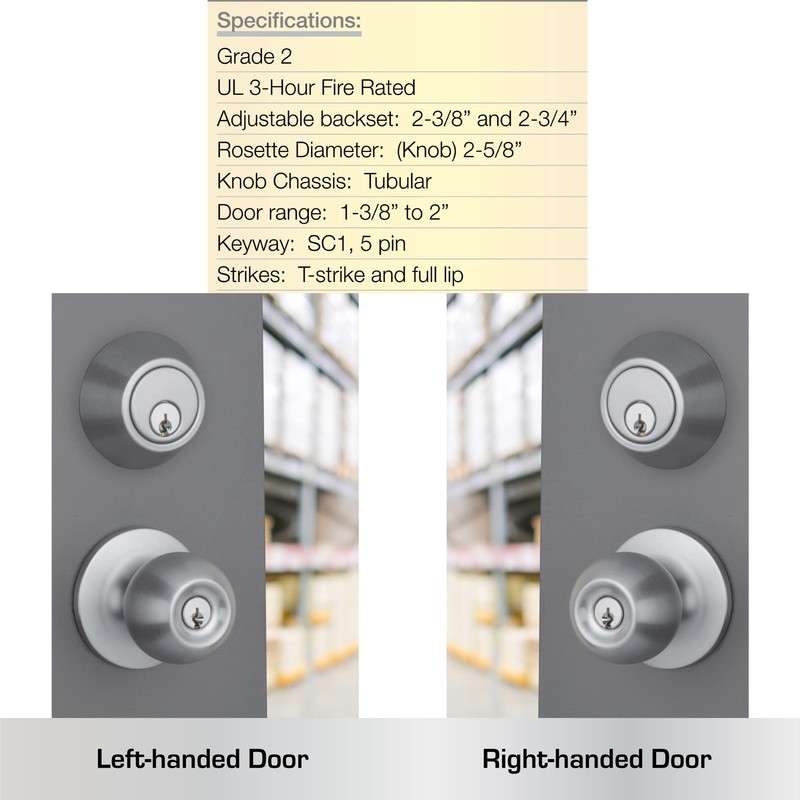 BRINKS Commercial - Keyed Entry Door Knob with Deadbolt Set,