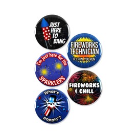5 Pack - Funny Fourth Of July Fireworks American Pinback Buttons - 2.25 Inch