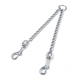 Metal Double Dog Leash 2 Way No Tangle Coupler Double Pet Dog Lead Leashes Twin Large Medium Small Dogs (M-3.5mm*60cm)