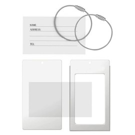 Pack of 2 Luggage Tags, Aluminum Metal Travel ID Tag Business Card Holder Name Address Identifier Labels Suitcase Label with Steel Cable for Baggage Bag, Silver