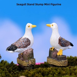 2 Pcs Miniature Seagull Stand Stump Fairy Garden Accessories, Sea Bird Mini Figurine for Fairy Garden Decor, Micro Landscape Decoration, Terrarium Decoration, Desk Decor, Plant House Decoration