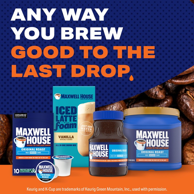 Maxwell House Original Roast Medium Roast K-Cup Coffee Pods, 10