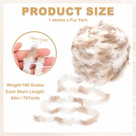 PATIKIL 70 Yards Fur Yarn, 100 Grams Soft Plush Fluffy Chunky Polyester Faux Fur Eyelash Yarn for Crocheting Hand Knitting Blanket Hats Crochet Crafting, Chestnut Shell Color