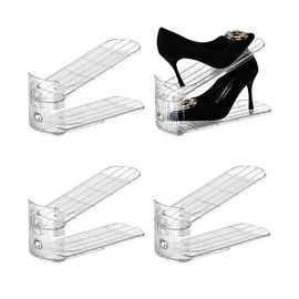 Uni HIMO Shoe Stacker Shoe Rack Organizer for Closet Space Saver Storage Shoe Holder Organization,Transparent(5 * 11inch (Transparent, 4 pack)