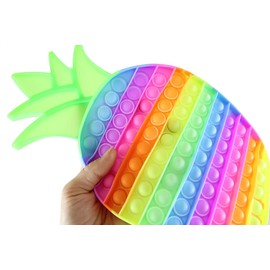 Curious Minds Busy Bags 1 Jumbo 13" Rainbow Pineapple Fruit Theme Bubble Pop Fidget Toy - Silicone Push Poke Bubble Wrap Fidget Toy - Bubble Popper Sensory Stress Toy Pinapple