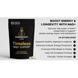 EverBright Labs Timeless NAD+ Support, Anti-Ageing, Food Supplement, 60 Capsules