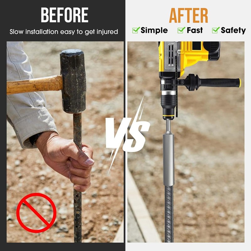 Ground Rod Driver for Hex Shank, Rotary Hammer Drill for