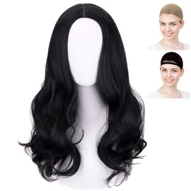 CaseEden Tokyo Swastika Revengers Cosplay Wig, Keisuke Baji, Wavy, Long, Long Hair, Black, Black Hair, White Merche Wig Net, Set of 2
