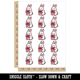 Cute Bunny Rabbit with Valentine's Day Heart Temporary Tattoo Water Resistant Fake Body Art Set Collection - 15 2" Tattoos (1 Sheet)