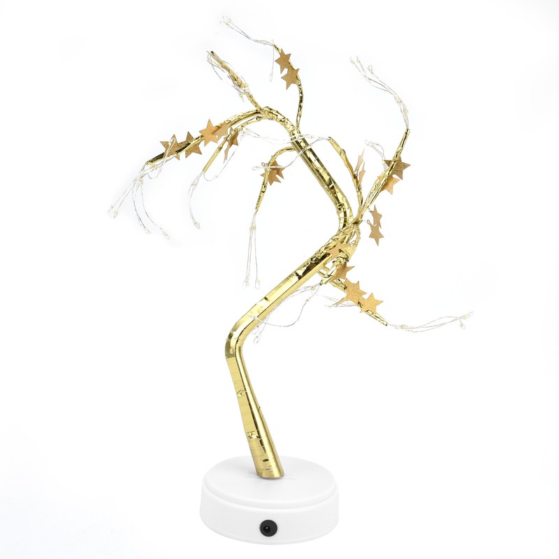 72LEDs Light Tree Shape USB Or Battery Powered Golden FivePointed