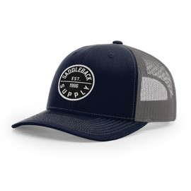 Saddleback Supply Classic Circle Patch - Six Panel Curved Bill Mesh Snapback Hats-OS-Navy/Charcoal