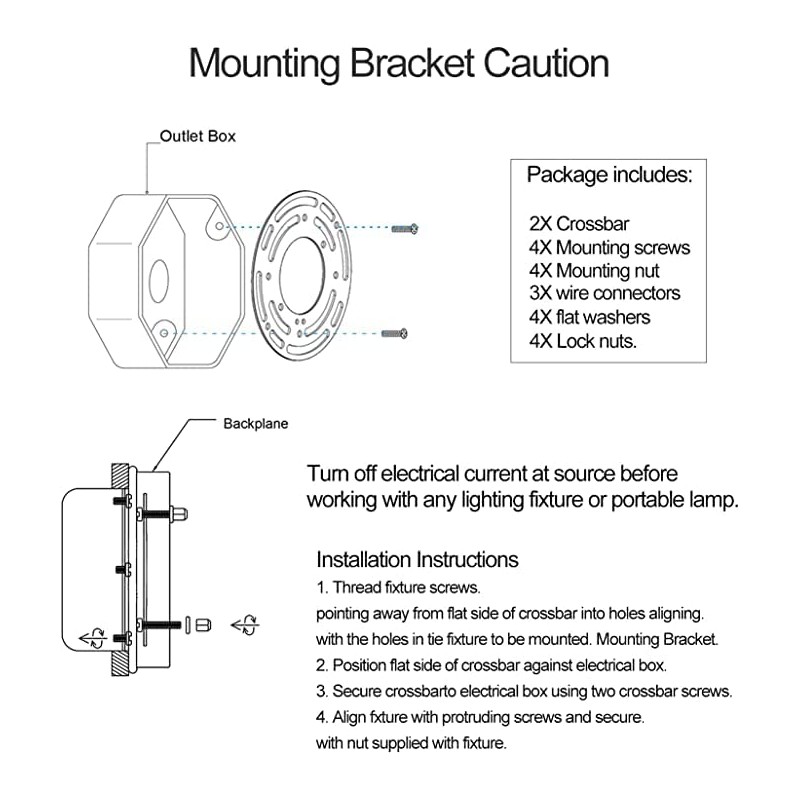 L&M LUJOMTL L&M Universal Light Fixture Mounting Bracket 2 Pack,