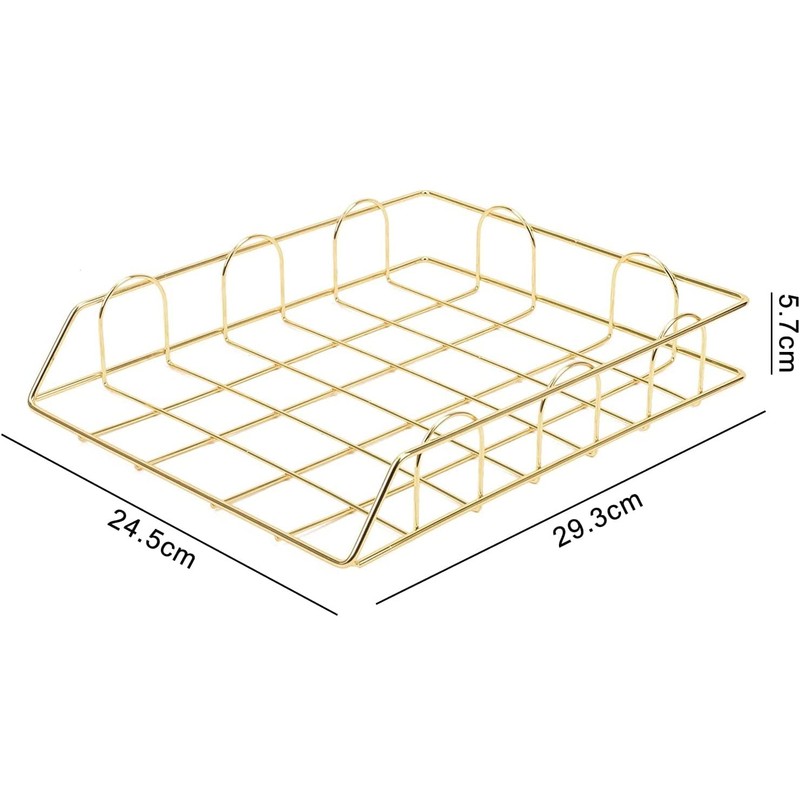 LELYFIT 2 Tier A4 Metal in Trays, Stackable Office Desk