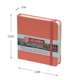 Talens T9314-314M Art Creations Sketchbook, Drawing Notebook, 4.7 x 4.7 inches (12 x 12 cm), Coral Red, Thickness: 4.1 oz/sq ft (140 g/m2), Fine, Acid Free Paper, 80 Sheets Bound