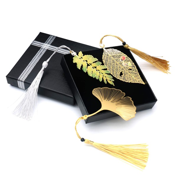 Tueascallk Metal Leaf Tassel Bookmarks - As The Best Gift