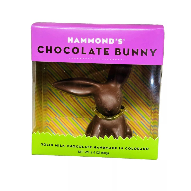 Hammond’s Chocolate Bunny Solid Milk Chocolate Made In Colorado. 2.4oz/68g