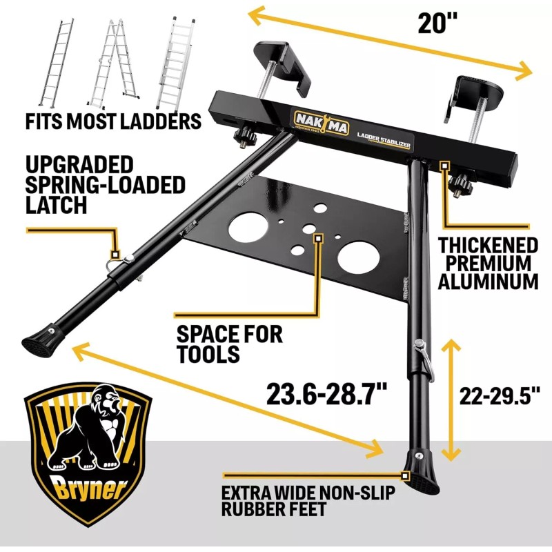 Bryner Ladder Stabilizer for Roof Gutter Ladder Standoff for Roof