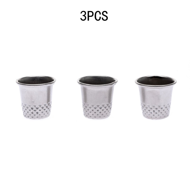 Dophee 3Pcs Silver Finger Thimble Tailor Sewing Pin Needle Grip