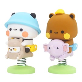 LKNBIF Bubu Dudu bobblehead, cute panda doll figurine, panda ornament car decoration, collectible table decoration, office, desktop, room, car decoration - 2 pieces