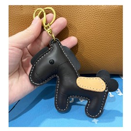 [Yocipa] Cute Genuine Leather Horse Keychain with Horse Design Charm Leather Key Chain Bag Charm Car Key Ring Bag Charm for Bag Keyring Accessories, coffee