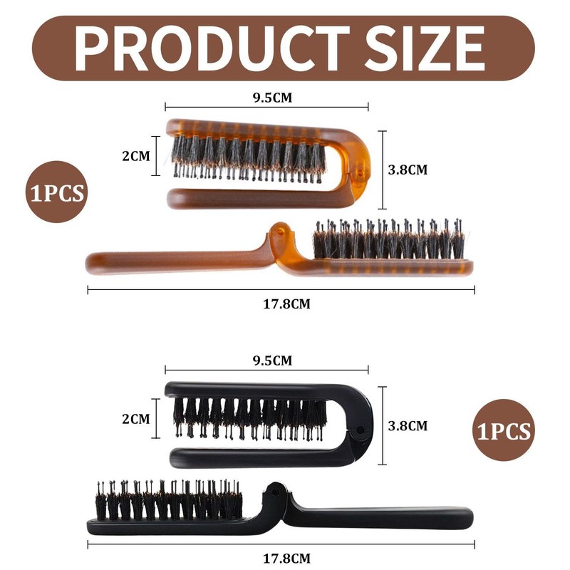 2 Piece Folding Comb, Portable Travel Brush, Unisex, Folding Massage