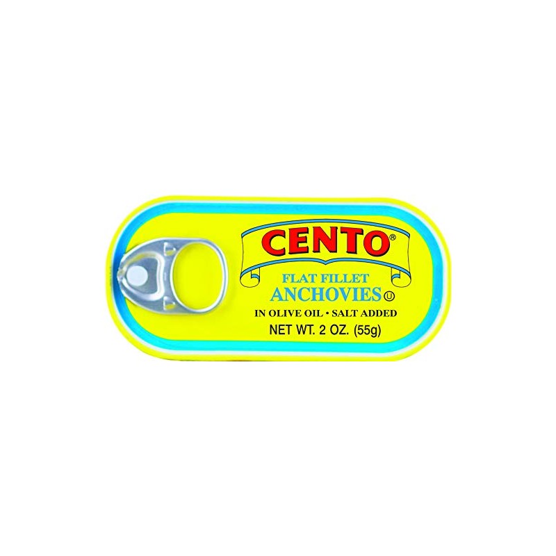 Cento Flat Fillet Anchovies, 2 Ounce Tins (Pack of 25)