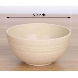 LuckyZone Unbreakable Cereal Bowls - 24 oz Reusable Wheat Straw Bowl Set of 4 - Dishwasher & Microwave Safe - Perfect for Cereal, Soup and Rice - BPA Free, Healthy & Eco-Friendly (Beige)
