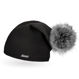 Neverless® Unique Women Lined Knitted Beanie Hat with Fur Bobble Knitted Beanie Hat -