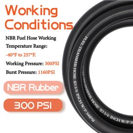 Ruikarhop 3/4" Fuel Transfer Hose 10FT,Farm Pump Hose with Male NPT Fittings for Gasoline,Diesel,Biodiesel