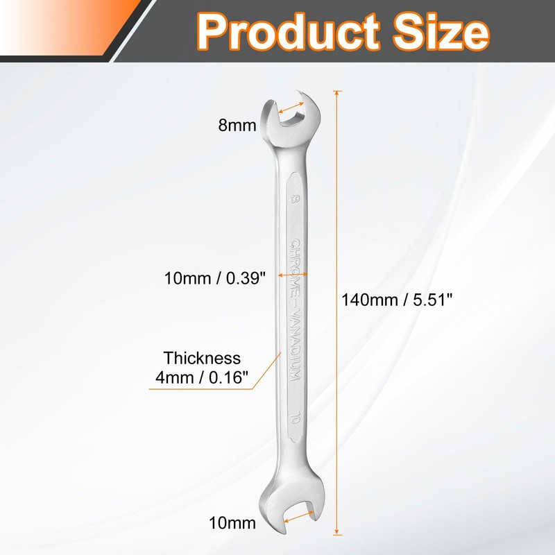 HARFINGTON Double Open End Wrench 8mm x 10mm Metric 15