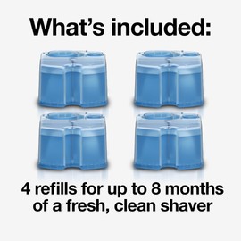 Braun Clean & Renew Refill Cartridges CCR, Replacement Shaver Cleaner Liquid Solution for Clean&Charge System, Pack of 4