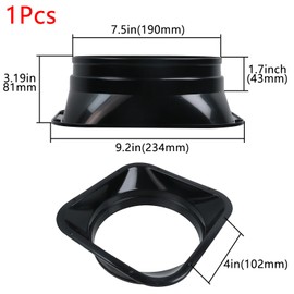 Geesatis 8 inch Duct Connector Flange,Metal Straight Pipe Flange Square to Round Interface Air Duct,ABS Interface Air Duct for Air Heating Cooling Ventilation Exhaust Fan,1Pcs