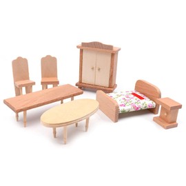 CENPEK Dollhouse Furniture 1:12 Scale Dollhouse Wooden Furniture Miniature Set Dollhouse Accessories Furniture Model Bedroom