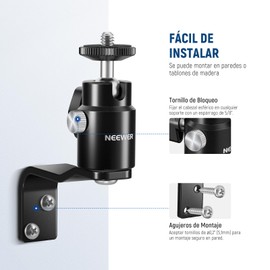 NEEWER 2 x Tipo E Montaje Pared Techo, Soporte Pared para Anillo Luz con Cabezal Bola Desmontable, 5/8" Espárrago, 1/4" Tornillo para Flash Monitor Cámara Luz Estudio, Carga Máxima: 4,4lb/2kg, TS007