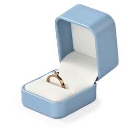 Papten Leathe Ring Box Jewelry Gift Box Ring Holder Case For Birthday, Proposal,Wedding,Valentine's Day Gifts (Blue)