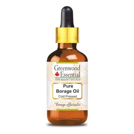 Greenwood Essential Pure Borage Oil (Borago officinalis) with Glass Dropper 100% Natural Therapeutic Grade Cold Pressed for Personal Care 30ml (1oz)