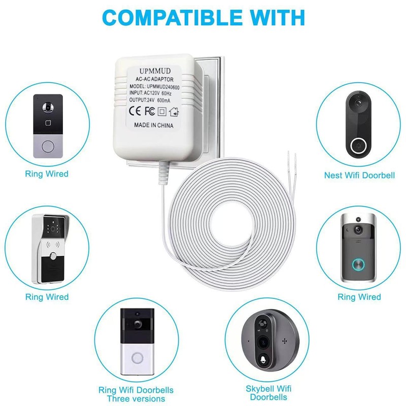 UPMMUD AC-AC 24V Doorbell Power Supply Transformer for Ring, Nest,