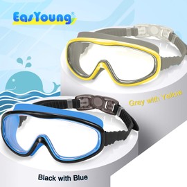 EasYoung 2-Pack Kids Swim Goggles, Wide Vision Swim Goggles for Child from 3-15