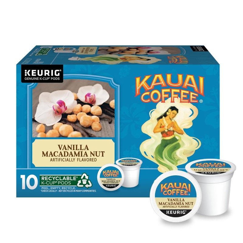 Kauai Coffee K-Cup Pods - Vanilla Macadamia Nut Flavor –